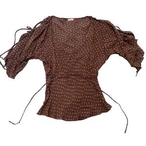 Y2K Coffee Bean Print Babydoll Top B47